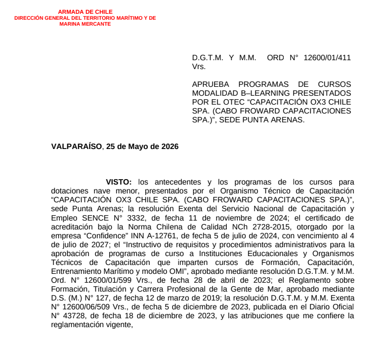Acreditación DIRECTEMAR